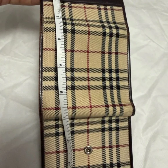Burberry Tan and Brown Checkered Card Holder wallet like NEW